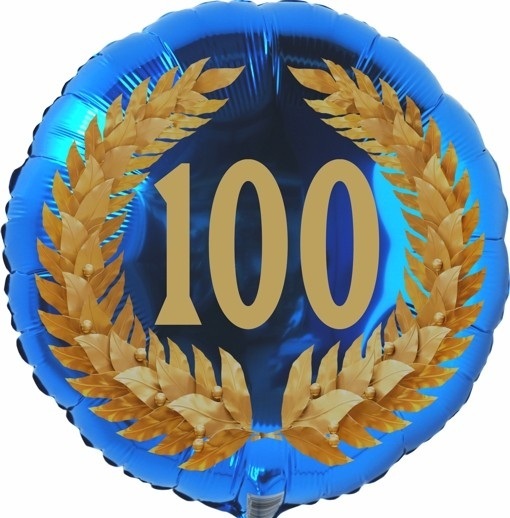 luftballon aus folie zahl 100 im lorbeerkranz